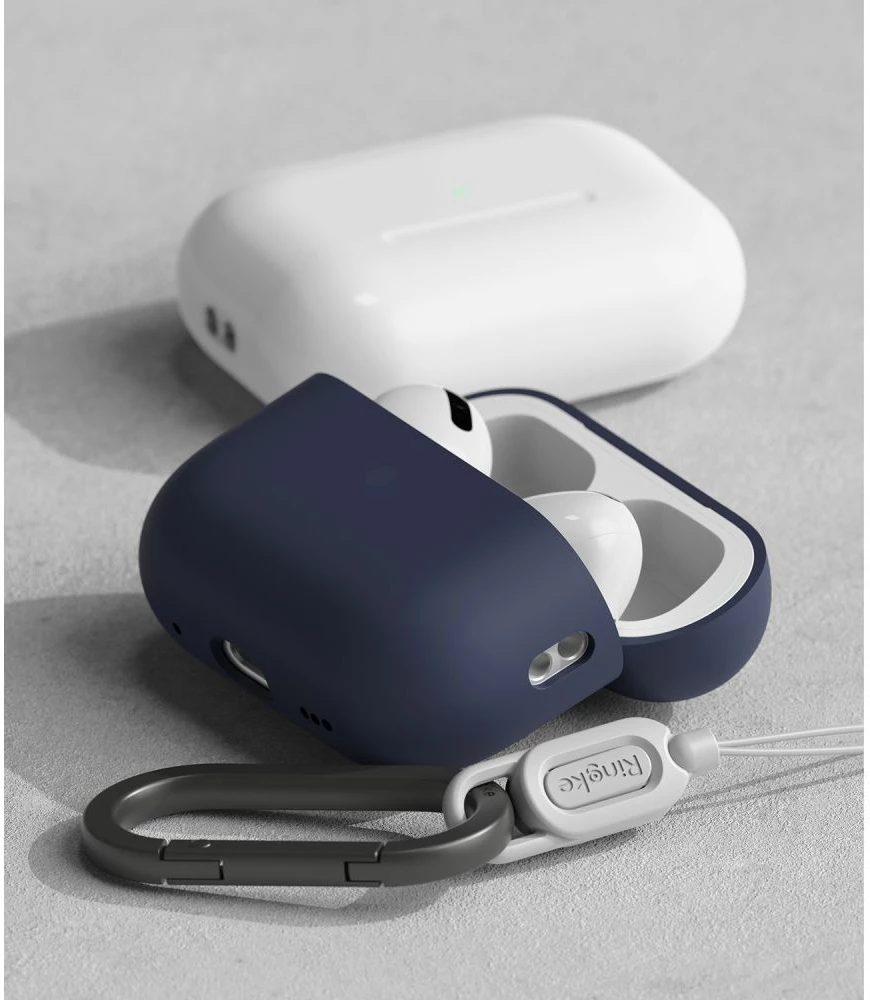 Mbështjellës Ringke për AirPods Pro/Pro 2, Silikon, Blu e errët, me karabinë