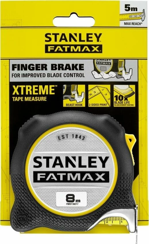 Metër shirit Stanley FatMax FMHT38217-0 Premium 8m x 32mm, zi/verdhë