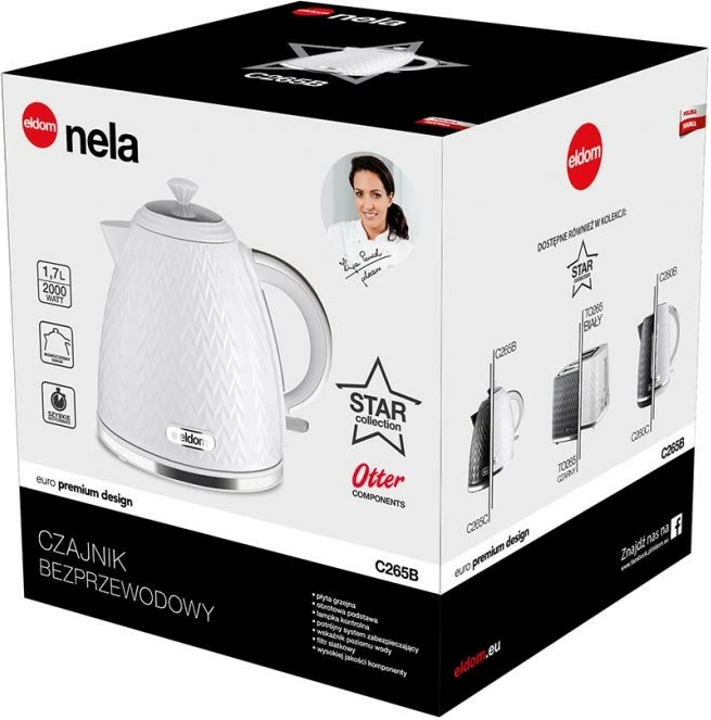 Ibrik elektrik Eldom C265B NELA, 1.7L, Bardhë