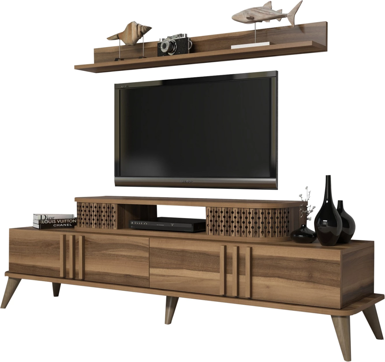 Mobilje TV kombo, ngjyrë arre, FH9515.02, 168x39x51.6H cm