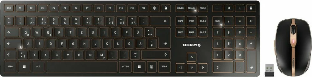 Set tastierë dhe maus Cherry DW 9100 SLIM wireless, IT-layout, e zezë