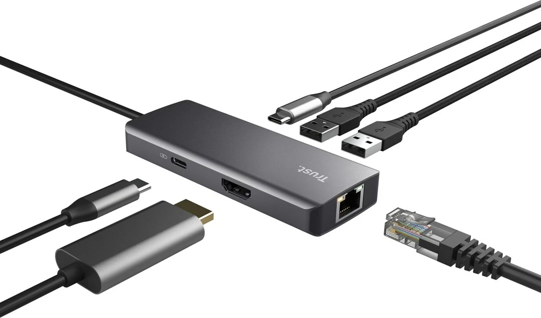 Adapter USB Type-C Trust Dalyx, 1000 Mbit/s, Argjendtë