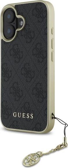 Mbështjellës Guess 4G Charms Collection për iPhone 16 Plus, i zi