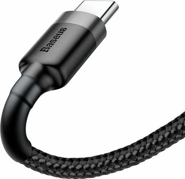 Kabllo USB Baseus Cafule 6953156296343 USB-A në USB-C 3 m USB 2.0, e thurur najlon, zezë/gri