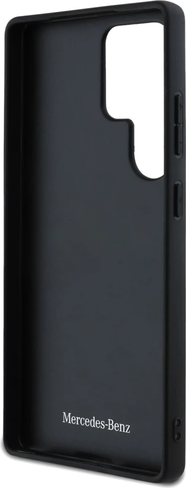 Mbështjellës Mercedes Leather Curved Stitches për Samsung Galaxy S25 Ultra, i zi