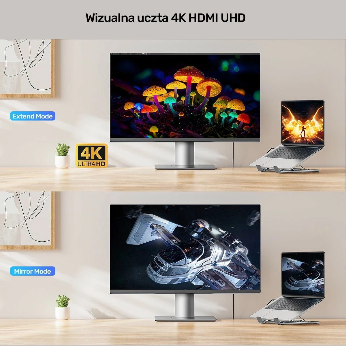 Kasë laptopi Unitek, me hub HDMI/PD/SD, e rregullueshme, ngjyrë argjendtë