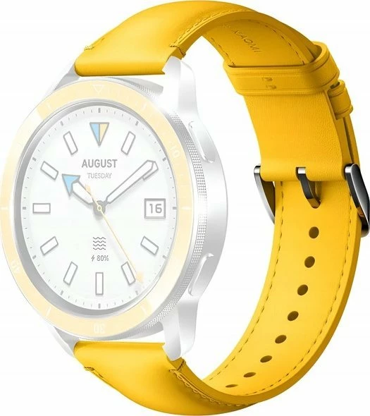 Rrip Smartwatch Xiaomi BHR7881GL, lëkurë eko, i rregullueshëm 135-205 mm, kompatibil me Watch S3/S1/S1 Pro/2/2 Pro, i verdhë krom