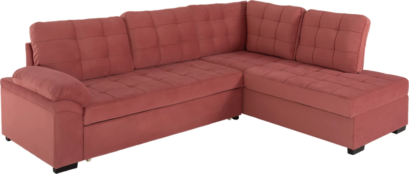 Kënd divan shtrat JADE FH3144.03R kadife rozë e zbehtë 250x80-180x73-88H cm