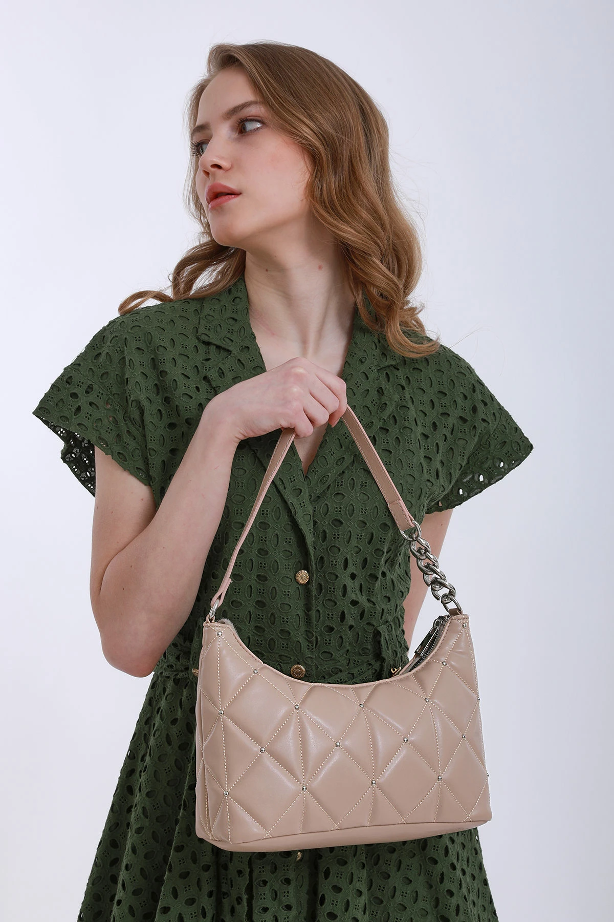 Çantë shpatullë Zoozie Bags, 22YV10-003, ngjyrë mink