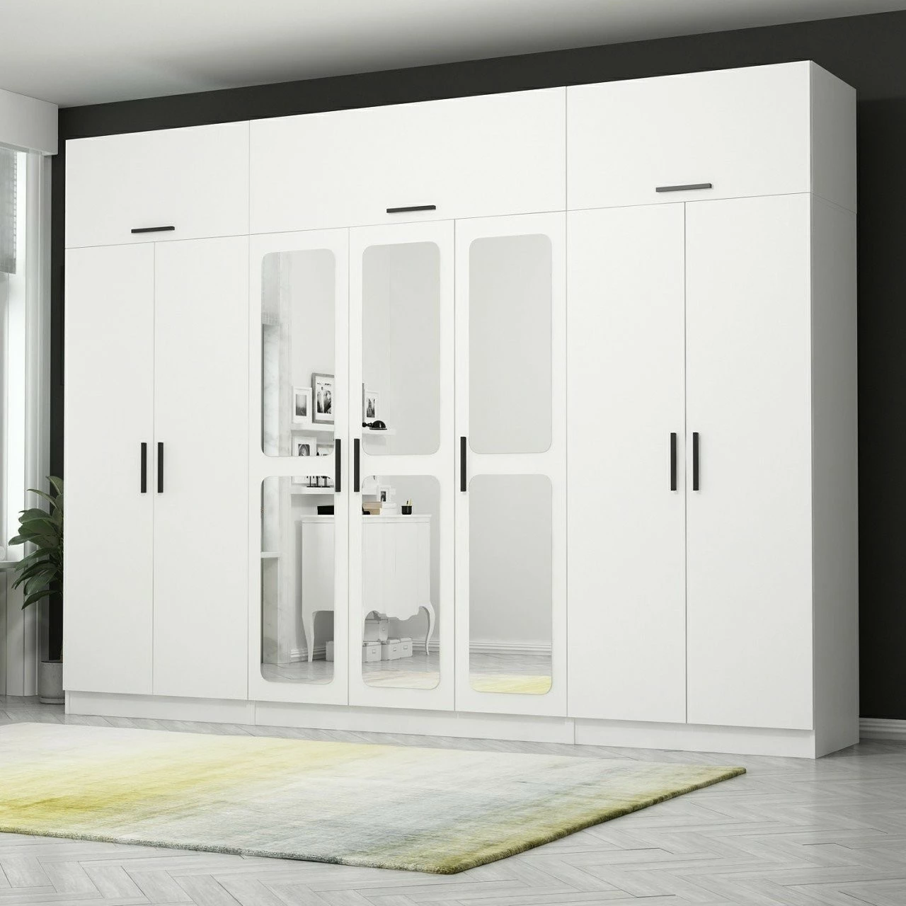 Dollap Skye Decor, i bardhë, 315x235x52cm, 13 pjesë