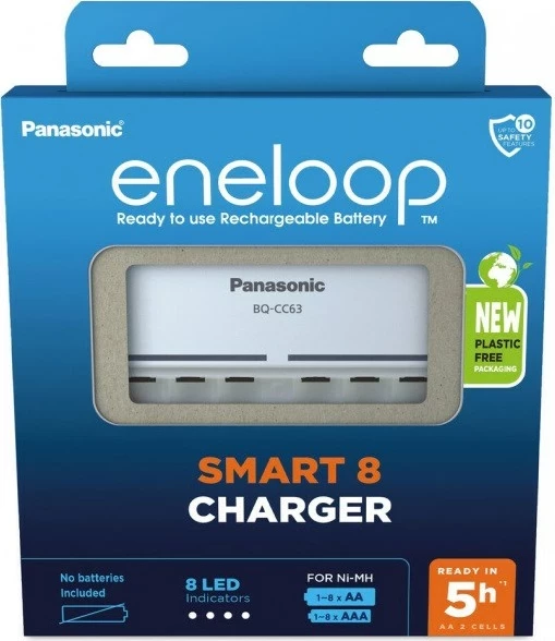 Karikues baterish Panasonic Eneloop Smart 8 BQ-CC63, i bardhë