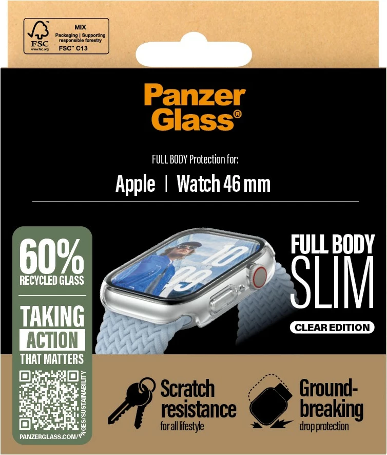Mbrojtës ekrani PanzerGlass për Apple Watch 10/46mm, transparent