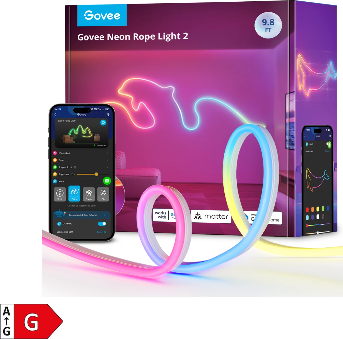Shirit LED neon Govee Neon Rope Light 2 H61D3-W 3m RGBIC Bluetooth (EU 2-pin)