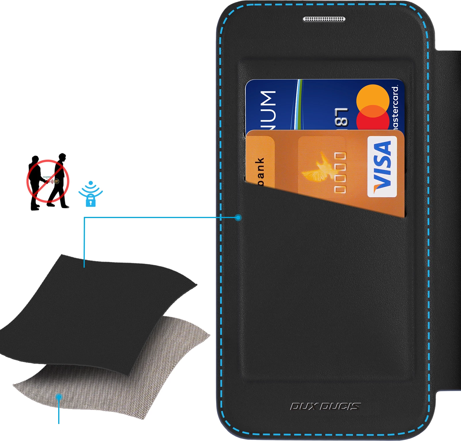 Mbështjellës Dux Ducis Skin X Pro për Samsung Galaxy S25+, MagSafe, portofol, e zezë