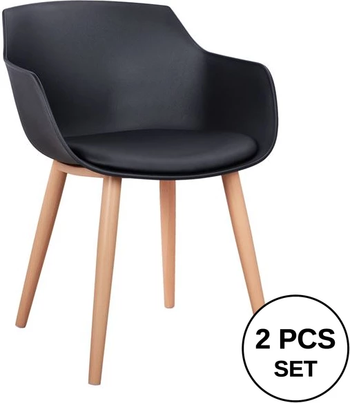 Karrige ngrënieje Lucie FH8242.02 e zezë me këmbë metalike 56x57x80 cm, set prej 2 copë