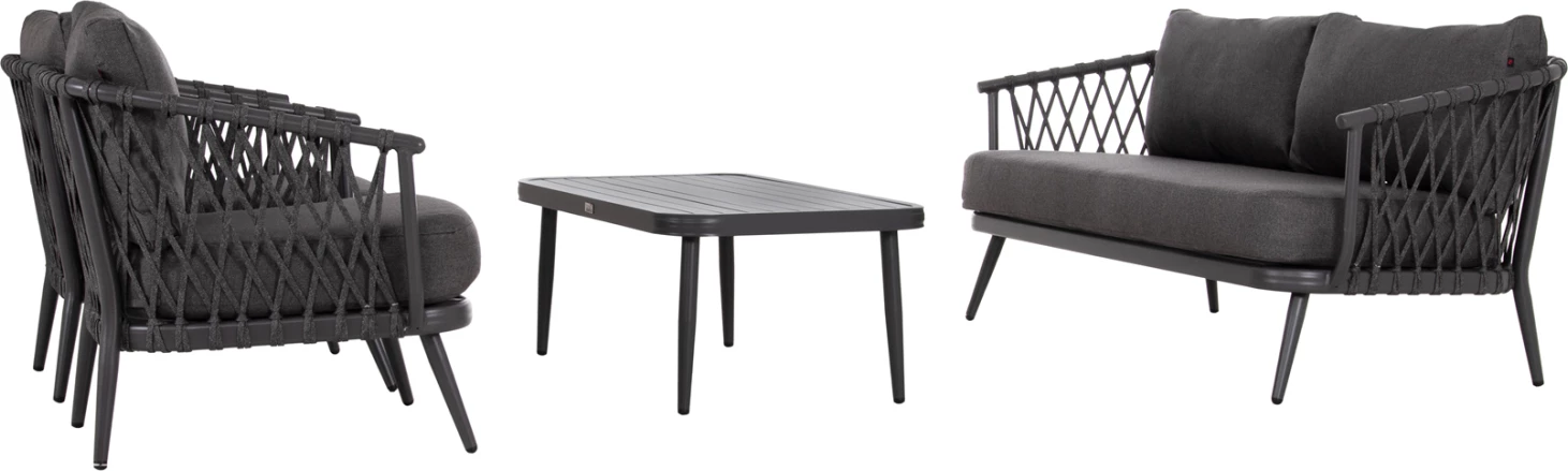Set lounge për jashtë, 4 vende, WILLA, alumin, litar, jastëkë, ngjyrë gri, FH6505.01