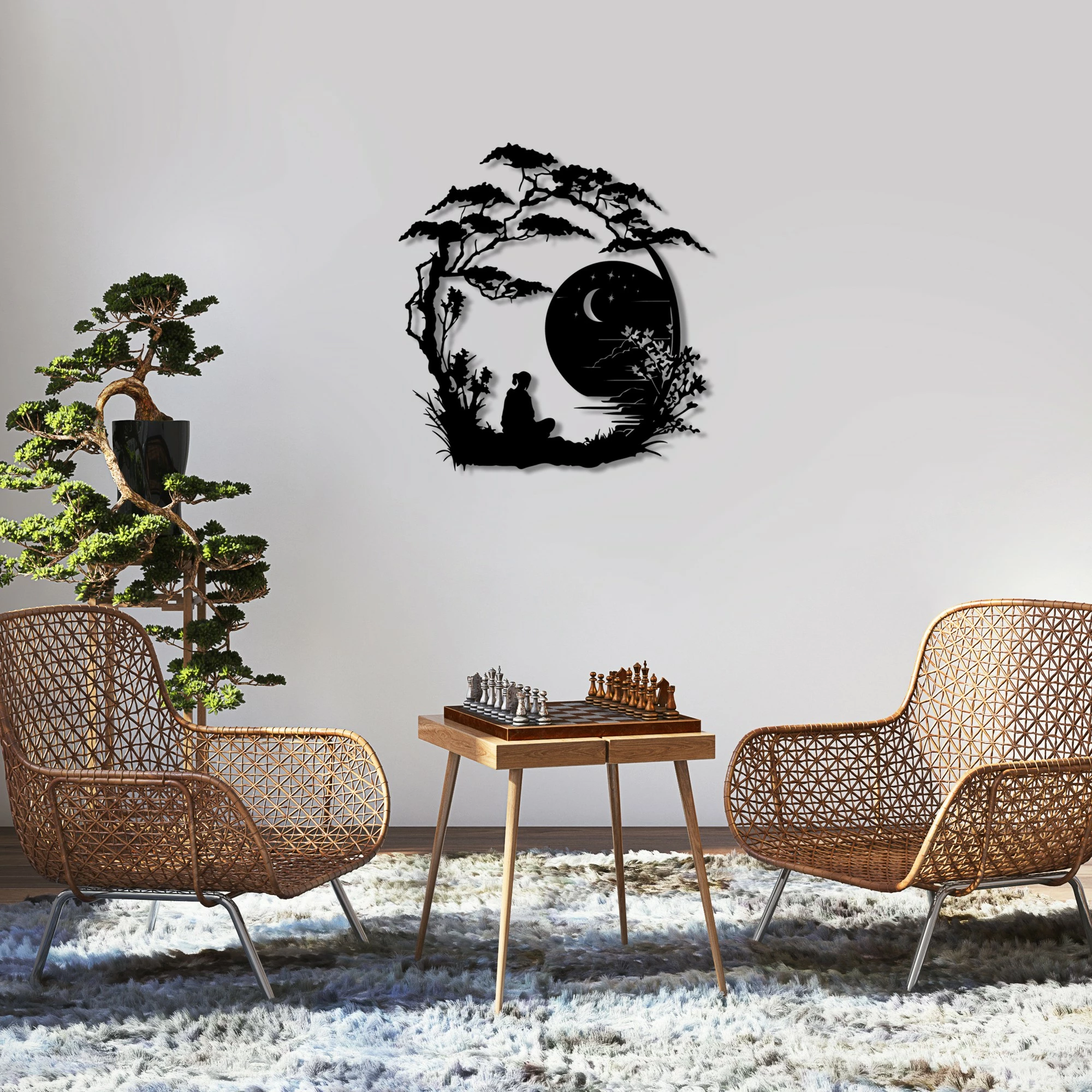 Aksesor dekorativ metalik për mur Wallity, The Seclusion, ngjyrë e zezë, 63x60cm