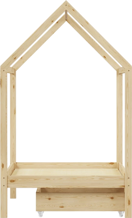 Krevat për fëmijë Mellin Montessori me 2 sirtarë, dru pishe, ngjyrë natyrale, 90x190cm