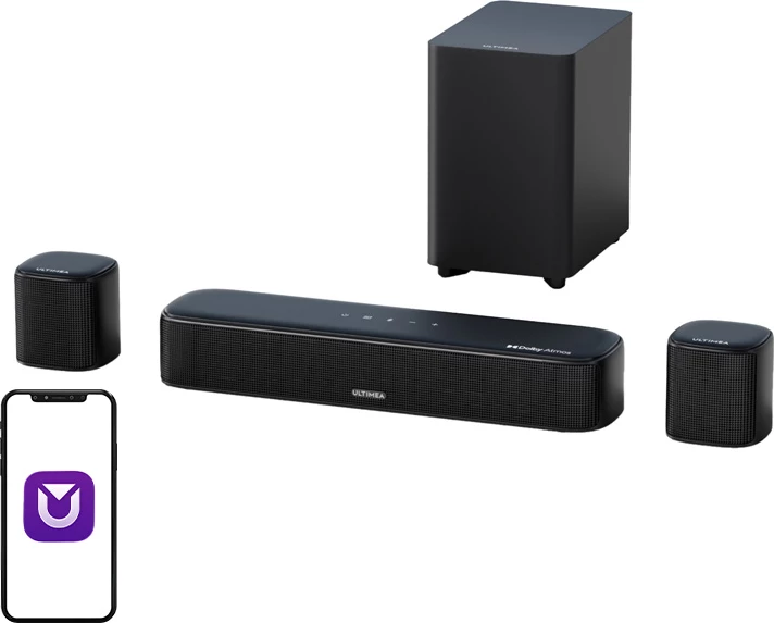 Soundbar Ultimea Aura A50 Pro 5.1 Dolby Atmos me subwoofer me kabllo, e zezë