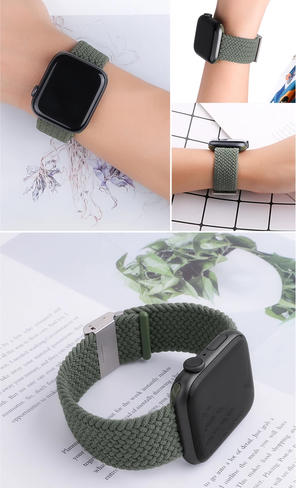 Rrip tekstili i thurur për Apple Watch Hurtel, Strap Fabric, për modele 38/40/41 mm, i gjelbër