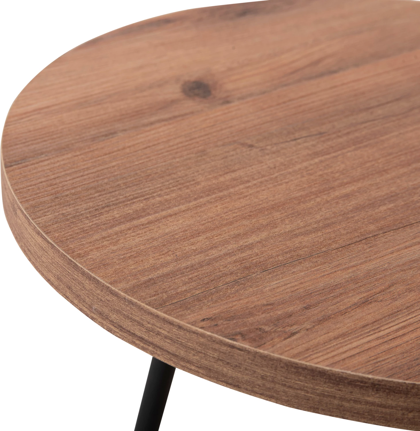 Set tavolina anësore të rrumbullakëta KISSA FH18174.04 melaminë ngjyrë druri natyral-këmbë metali të zeza