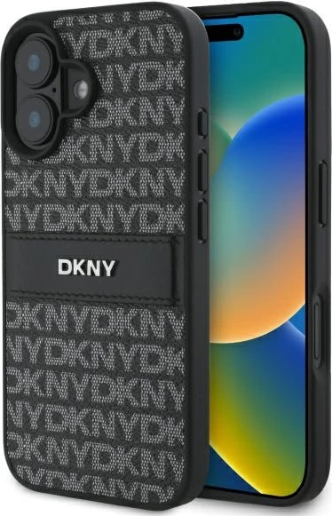 Mbështjellës DKNY Texture Pattern Tonal Stripe për iPhone 16, i zi