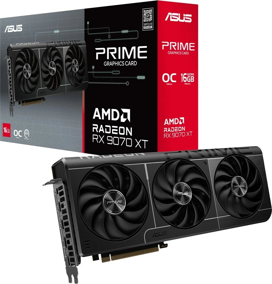 Kartelë grafike ASUS Prime RX 9070 XT, 16 GB GDDR6, E zezë