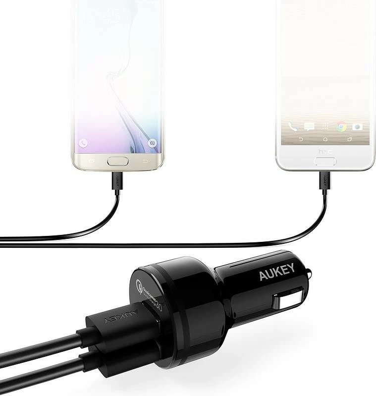 Mbushës veture AUKEY CC-T8, 2xUSB Quick Charge 3.0, 6A, 36W, i zi