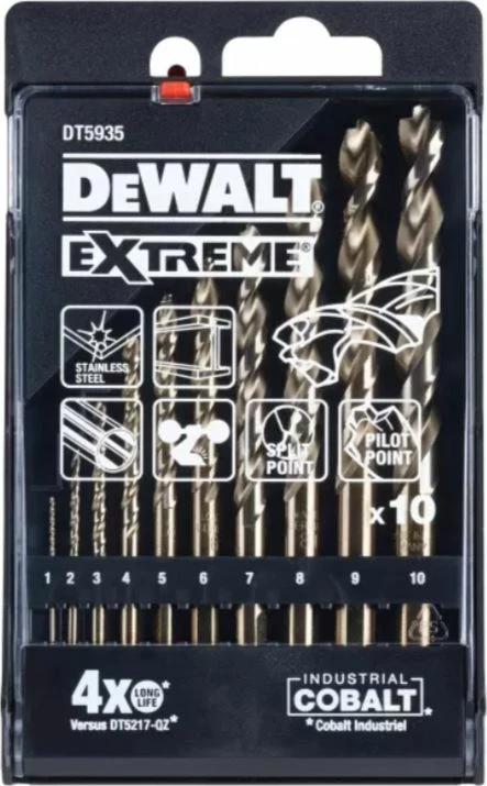 Set burgjish për metal DeWalt DT5935-QZ kobalt 1-10 mm 10 copë me kuti plastike
