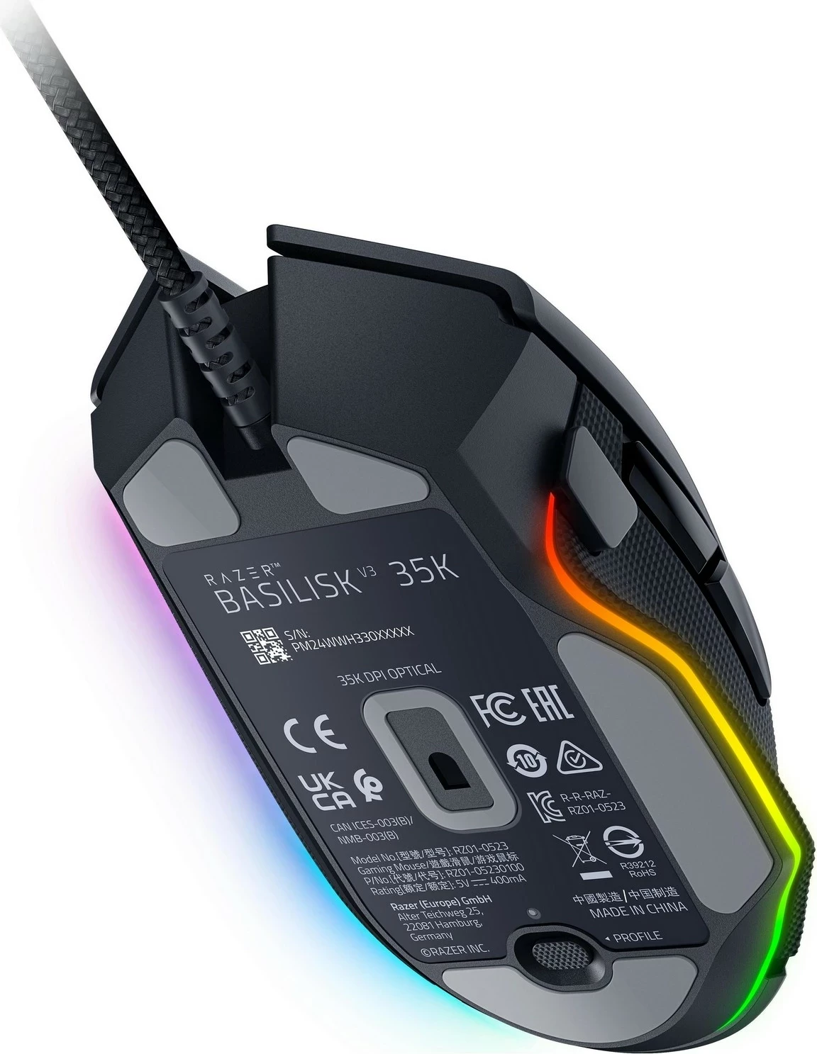 Maus Razer Basilisk V3 35K, RGB, i zi