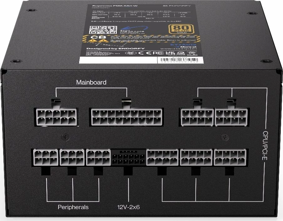 Furnizues rryme Endorfy Supremo FM6 850W 80 Plus Gold ATX 3.1, modular i plotë, i zi