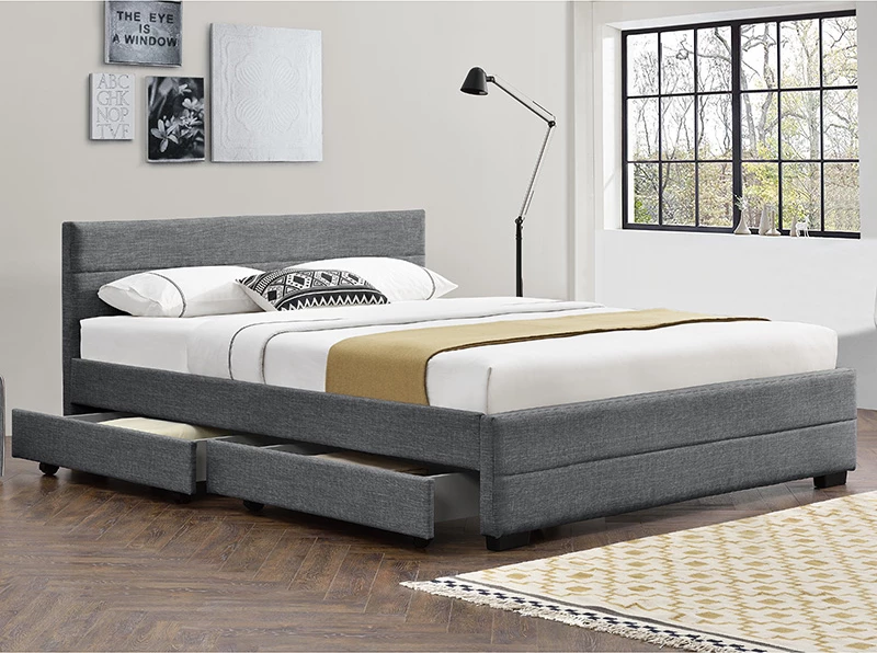 Krevat dopio Antigone, stof antracit me hapësirë ruajtjeje, 160x200cm