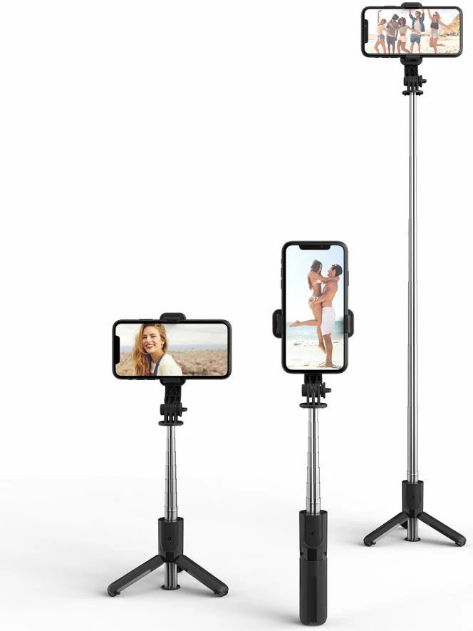 Selfie stick me tripod Tech-Protect L02S, Bluetooth, për celular, i zi