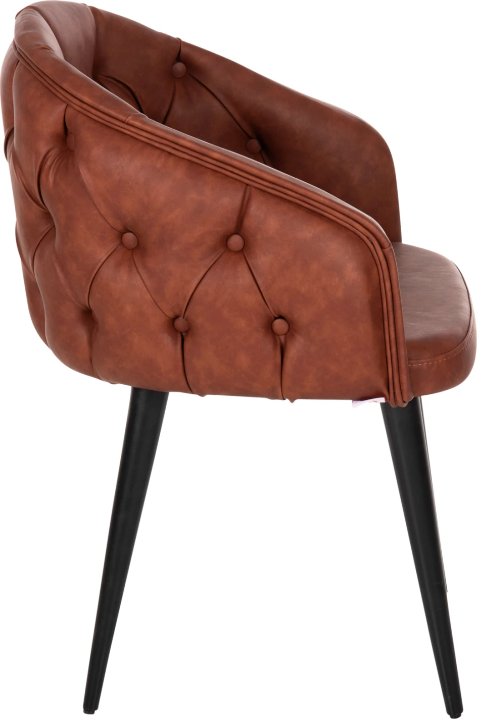 Fotel Loretta, lëkurë PU ngjyrë kafe e çelët, këmbë druri të zeza, FH9271.53, 53x60x82H cm