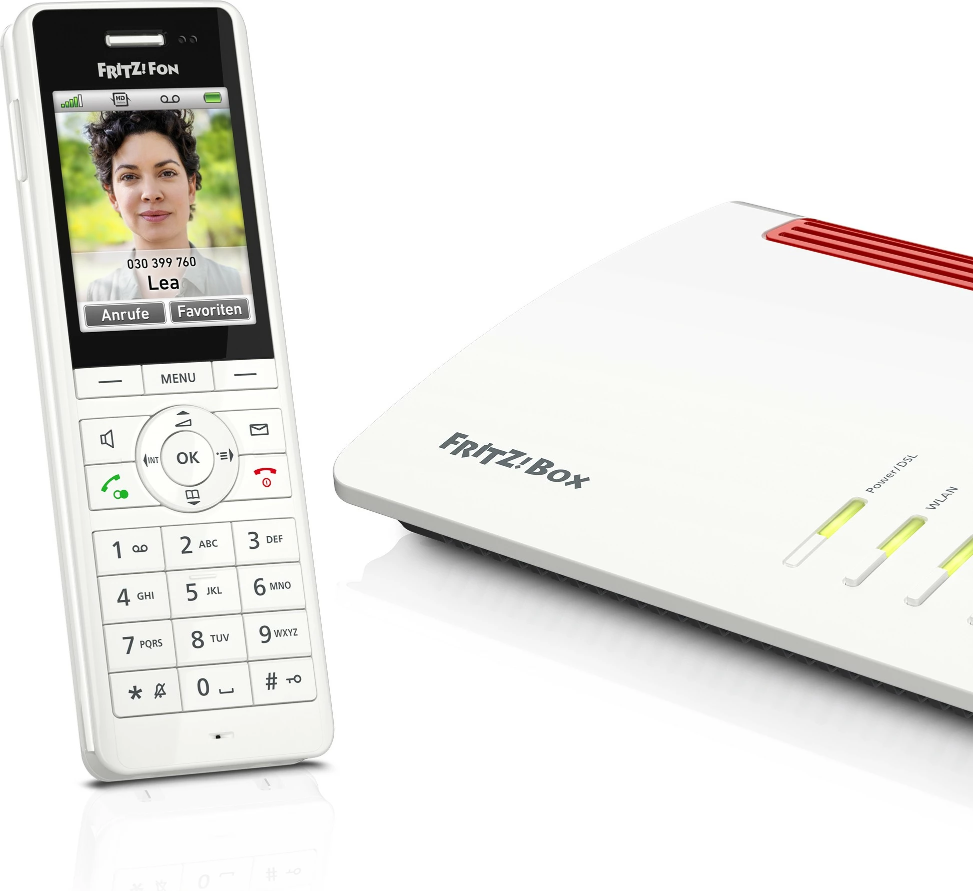 Telefon DECT AVM FRITZ!Fon X6, Wireless, 300 kontakte, Caller ID, Bardhë