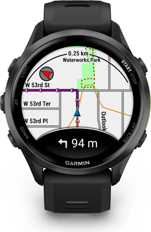 Smartwatch Garmin Forerunner® 970 Carbon Gray DLC Titanium (Black Case, Black/Translucent Whitestone Strap)