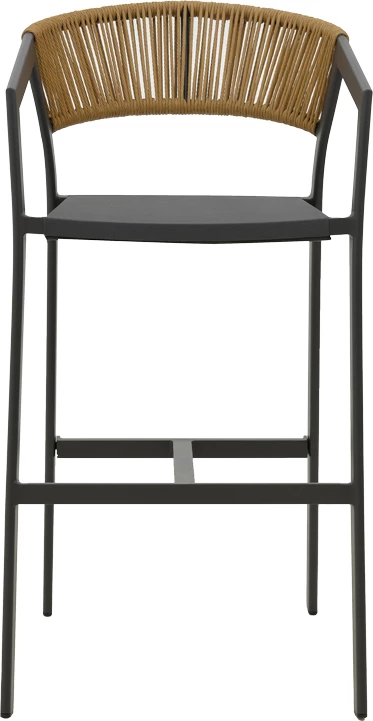 Karrige për bar alumini Phoenix e grumbullueshme, kornizë antraciti-tekstilene, ratan natyral 53x58x103cm