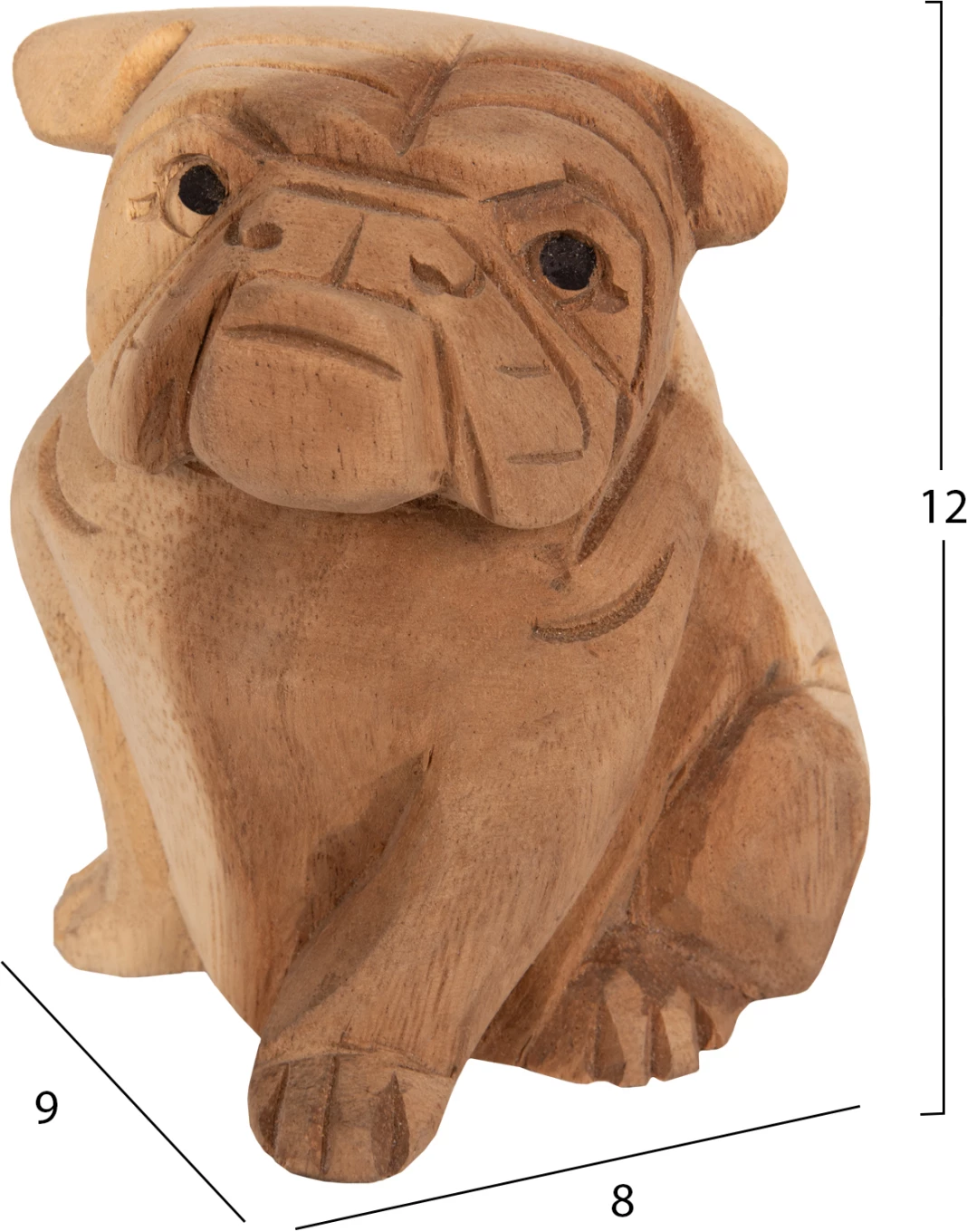 Dekor për dysheme DOZER FH7923 bulldog dru suar ngjyrë natyrale 9x8x12H cm