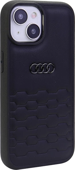 Mbështjellës Audi GT për iPhone 15 Plus, lëkurë sintetike, i zi