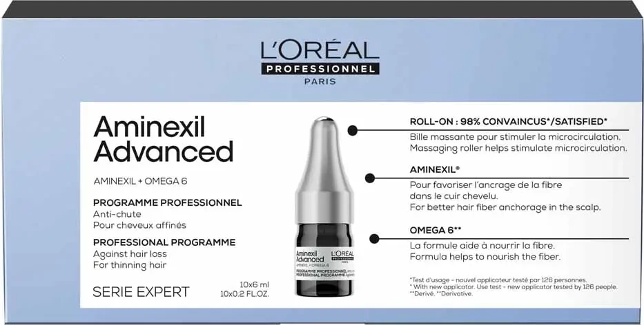 L'Oréal Professionnel Aminexil Advanced Anti-Hair Loss Treatment, 10 x 6 ml