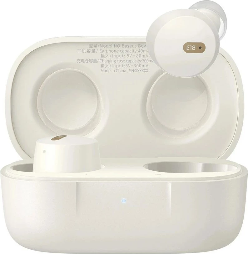 Dëgjuese Baseus Bowie E18, True Wireless Stereo (TWS), Bluetooth, të bardha