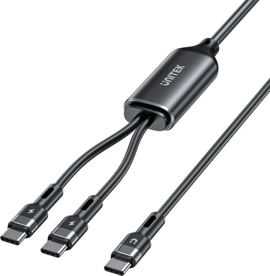 Kabllo USB-C 2-në-1 UNITEK C14146ABK01-1.8M, 1.8m, 100W, e zezë