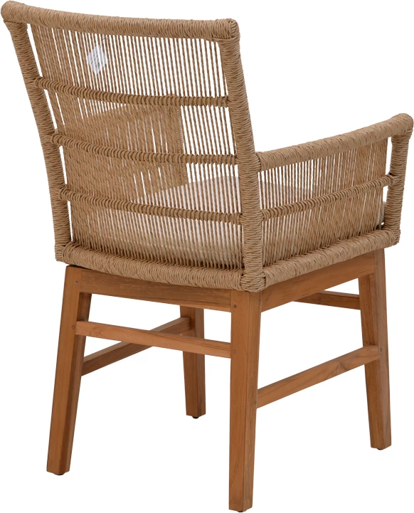 Tavolinë me karrige Inca-Pablo, set prej 7 pjesësh, ngjyrë natyrale-bezhë, 160x90x76cm