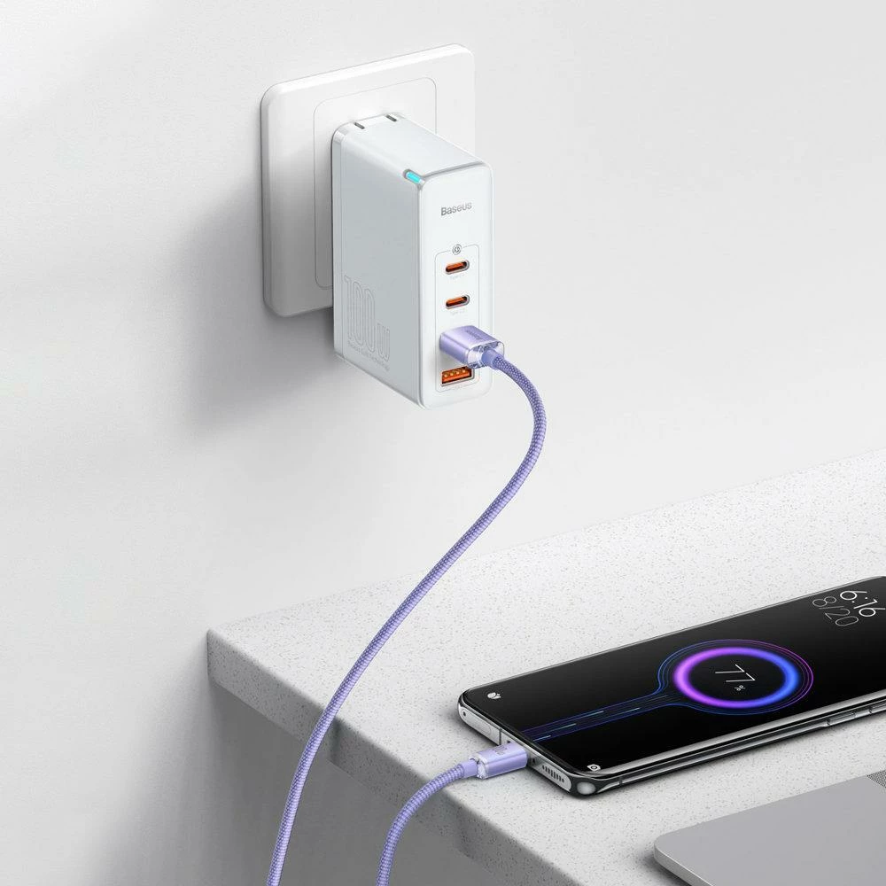 Kabllo USB-A në USB-C Baseus Crystal Shine CAJY000505 2 m 100 W, vjollcë