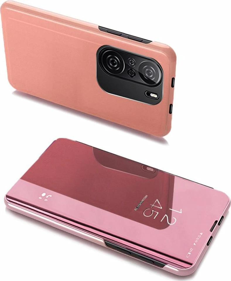 Mbështjellës Hurtel Clear View Case për Xiaomi Redmi K40 Pro+ / K40 Pro / K40 / Poco F3, rozë