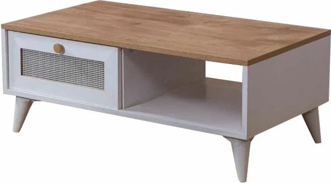 Tavolinë kafeje Skye Decor, Calvin, e bardhë dhe lis