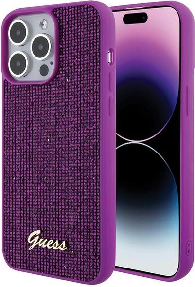 Mbështjellës Guess Disco Metal Script për iPhone 15 Pro Max, rozë