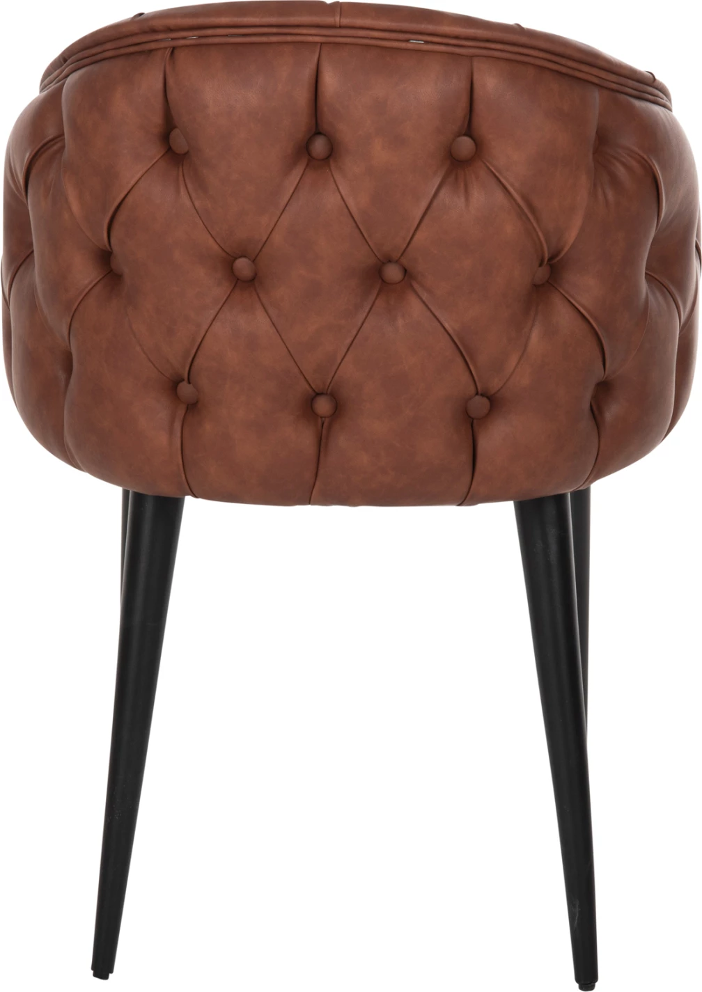 Fotel Loretta, lëkurë PU ngjyrë kafe e çelët, këmbë druri të zeza, FH9271.53, 53x60x82H cm