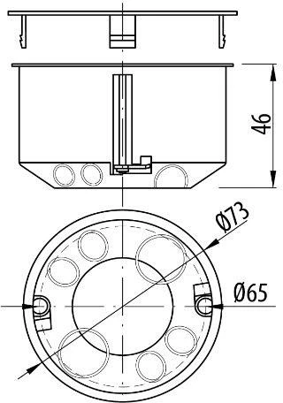 Kuti instalimi Pawbol PO-70, Ø73 mm, thellësi 46 mm, IP30, me vida, e kuqe
