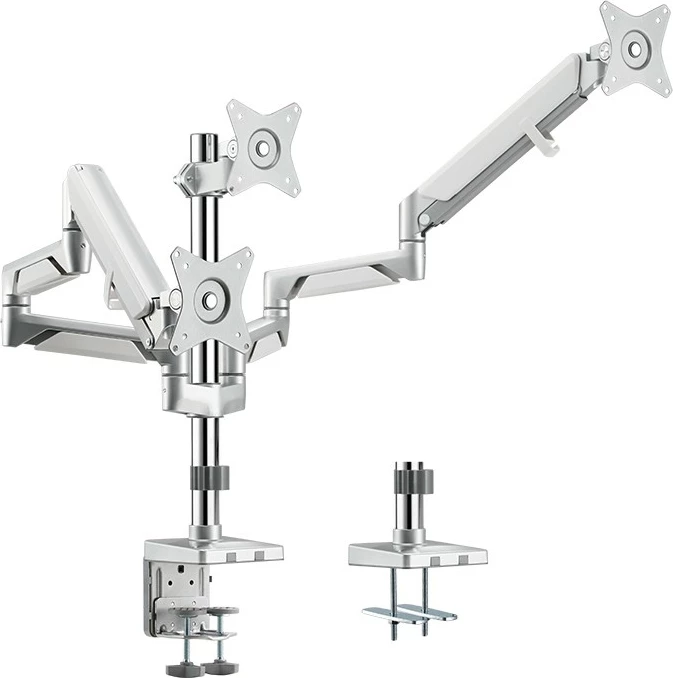 Krah monitori LogiLink BP0090, manual, 3 ekrane, 17-27 inç, 7 kg, argjendtë